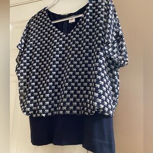 CaBi Ladies top navy blue with elephants size Med
